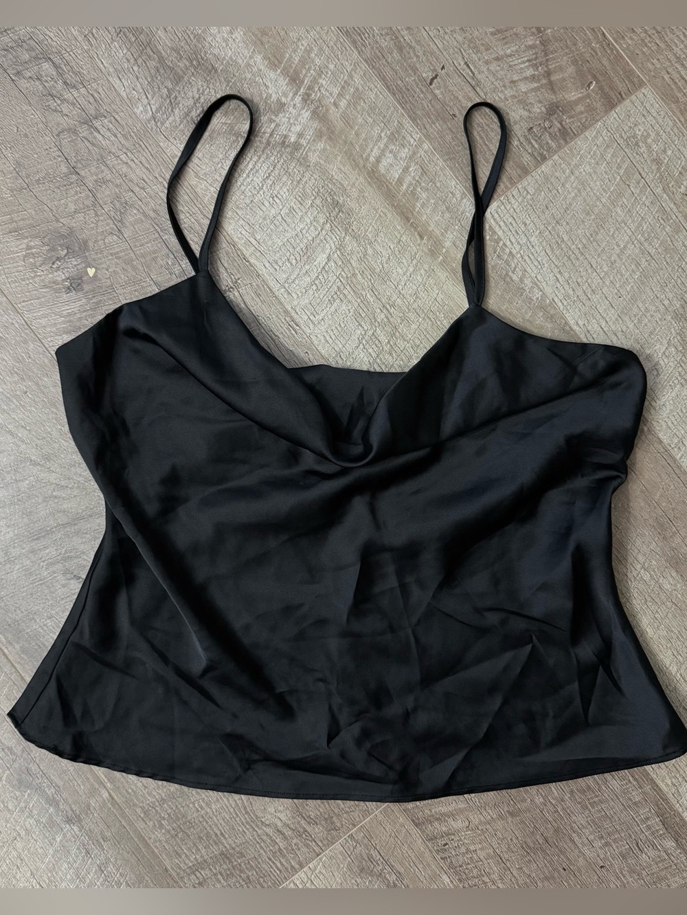Mi Amore Black Satin Cowl Neck Camisole